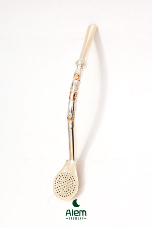 Bombillon Plata con 3 apliques en Oro