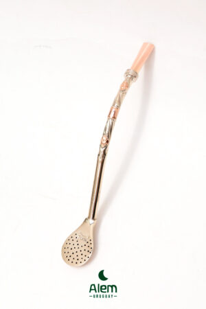 Bombilla Plata con 3 apliques de Oro, boca de Oro