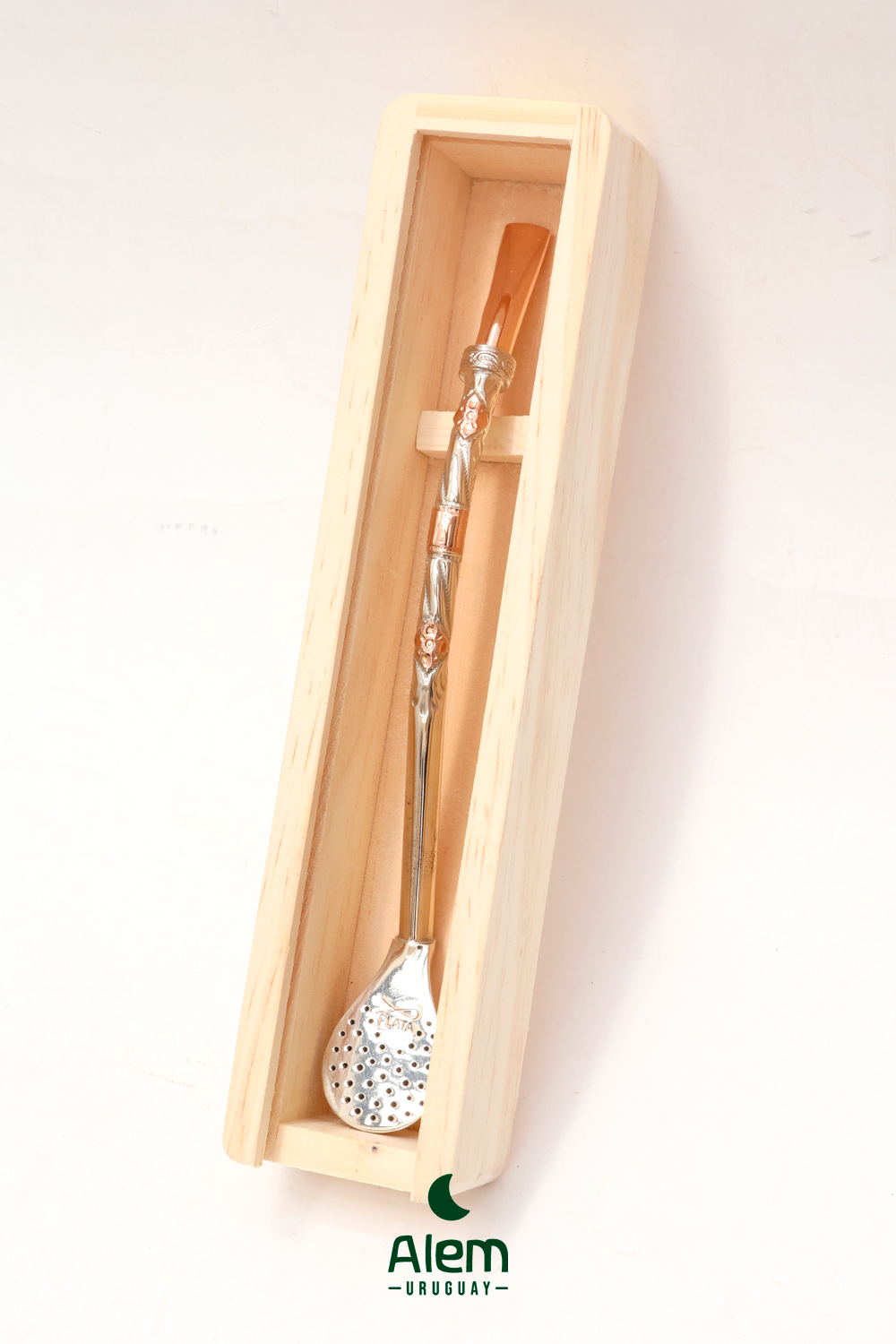 Bombilla Plata con 3 apliques de Oro, boca de Oro - Imagen 3