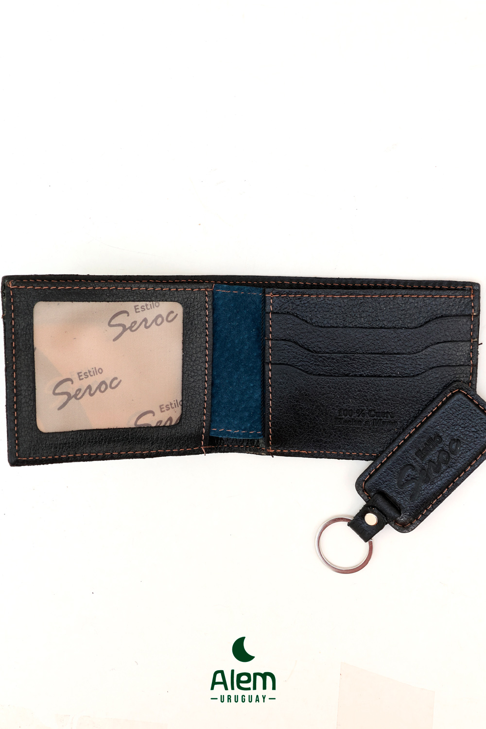 Billetera Cuero gamuza + llavero cuero regalo - Imagen 2