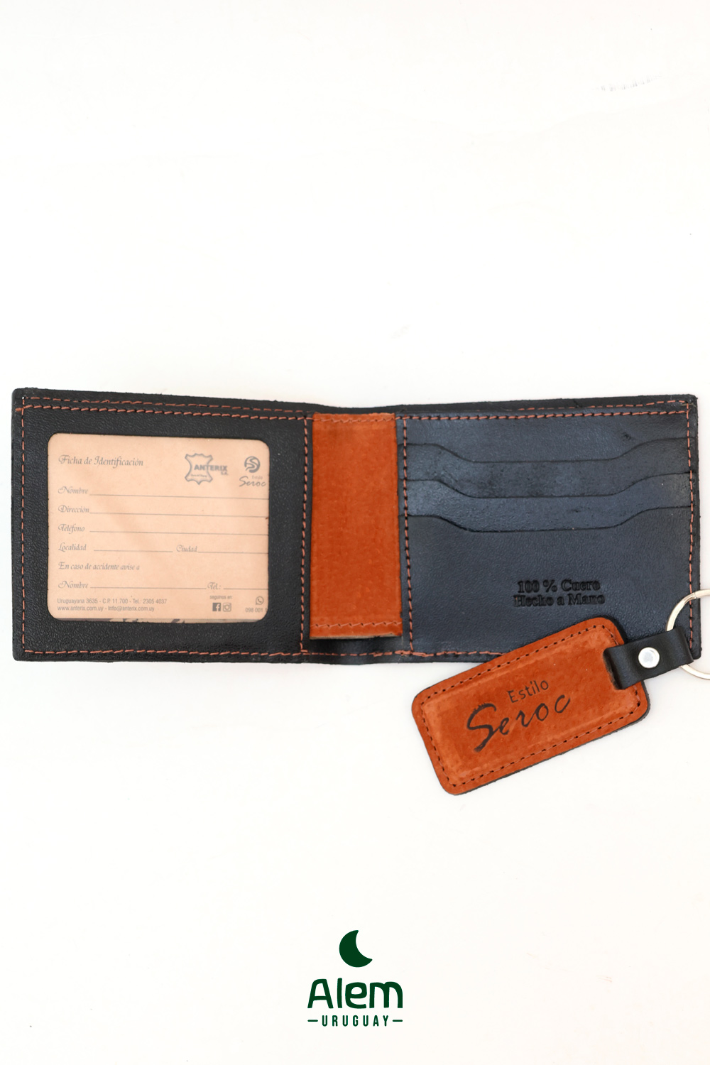 Billetera Cuero gamuza + llavero cuero regalo - Imagen 6