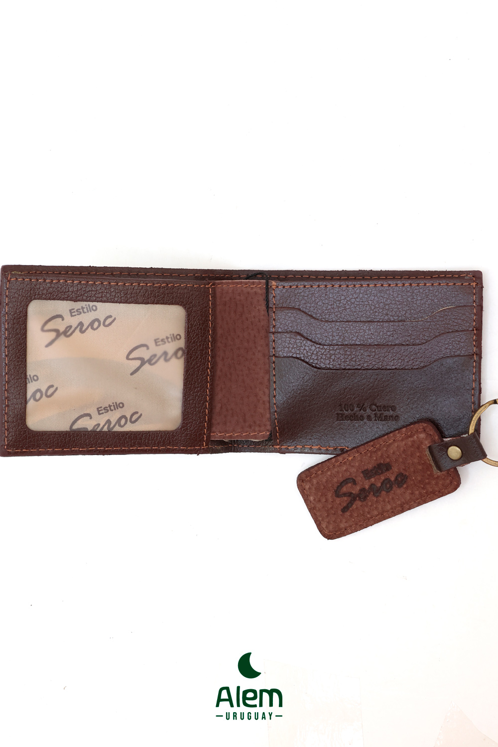 Billetera Cuero gamuza + llavero cuero regalo - Imagen 8