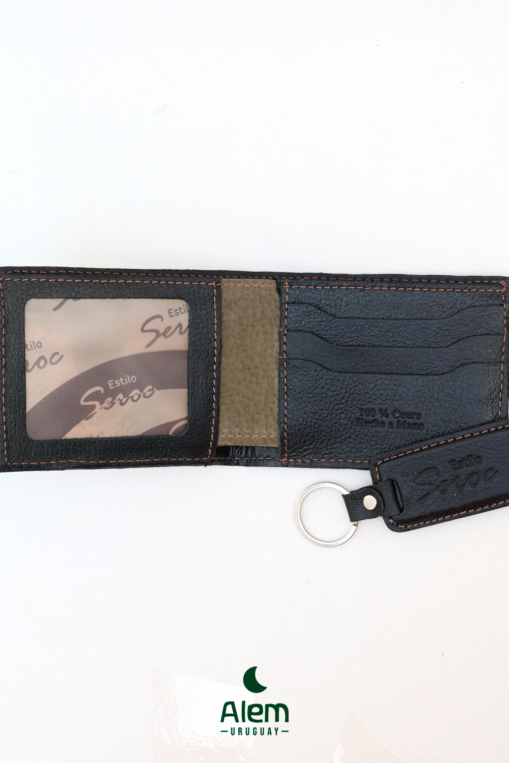 Billetera Cuero gamuza + llavero cuero regalo - Imagen 4