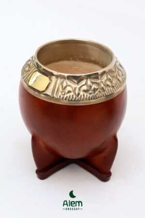 Mate torpedo en Alpaca cincelado con tarjeta en bronce