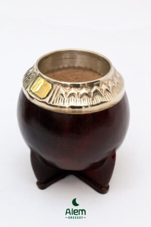Mate torpedo en Alpaca cincelado con tarjeta en bronce - Imagen 4