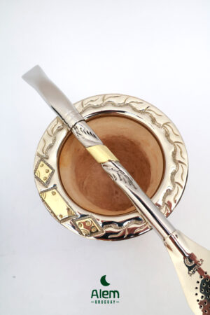 Mate semi imperial y bombillon alpaca + grabado en el acto